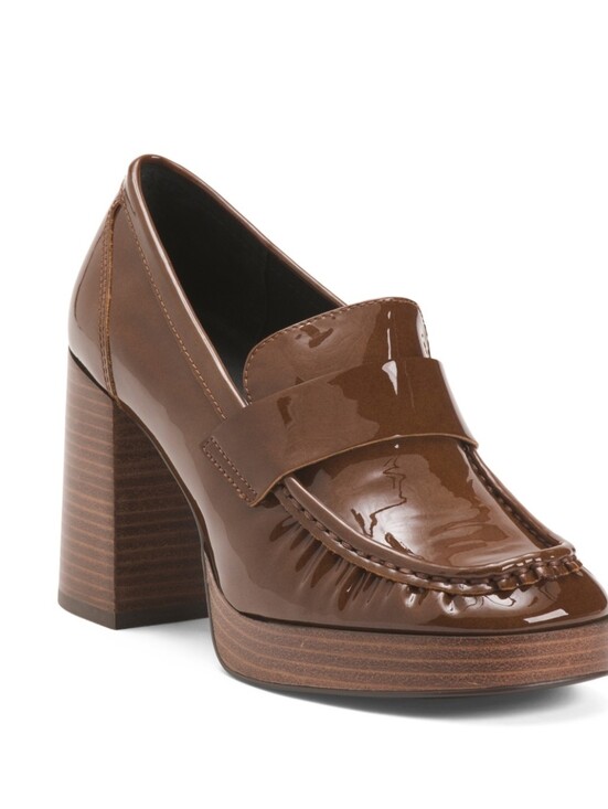 Steve Madden Shoes - 🤎▪️Steve Madden ▪️Patent Leather Munday Camel Brown Block Heel Loafer
